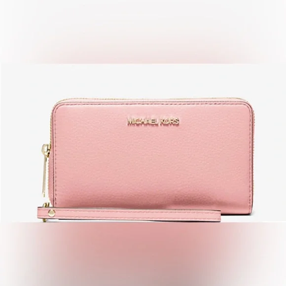 🎁Michael Kors Blush Pink Pebbled Lthr Wristlet/Wallet, NWOT - Picture 1 of 5
